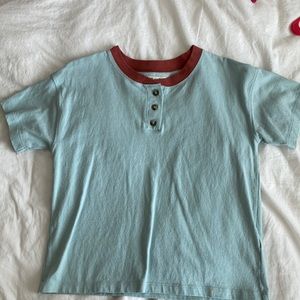 Madewell Parkview Henley Tee Blue/Rust Color